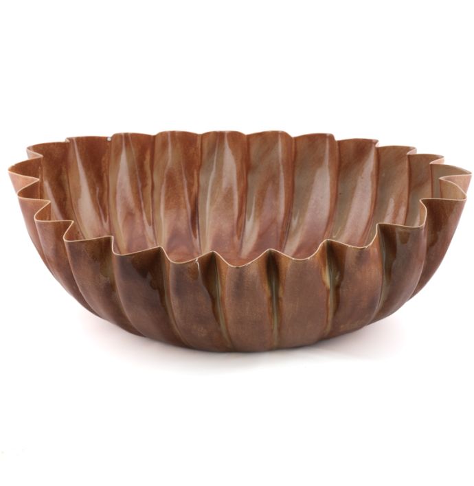 Metalen tray ribbel amber L