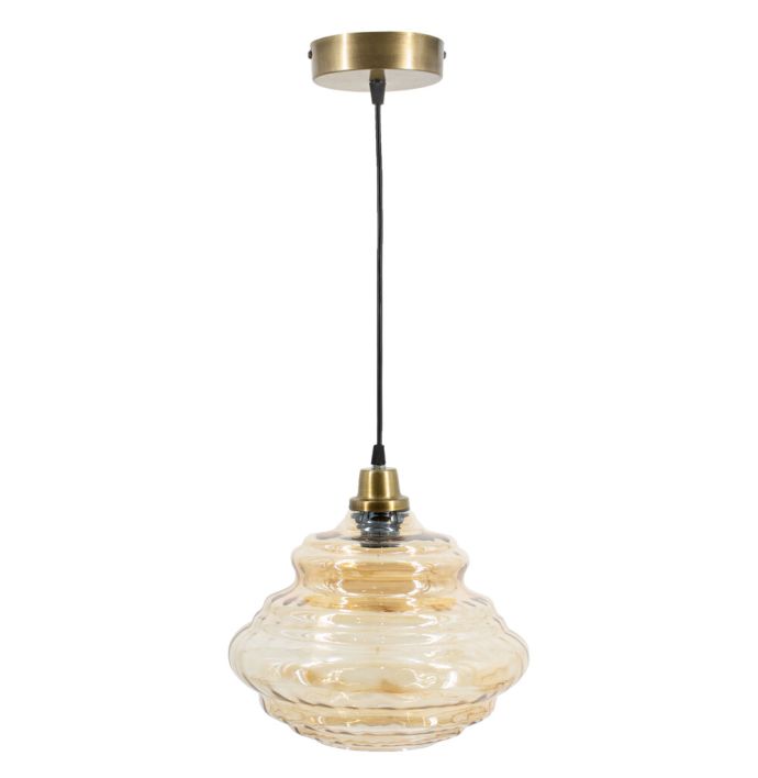 Hanglamp glas roest/goud
