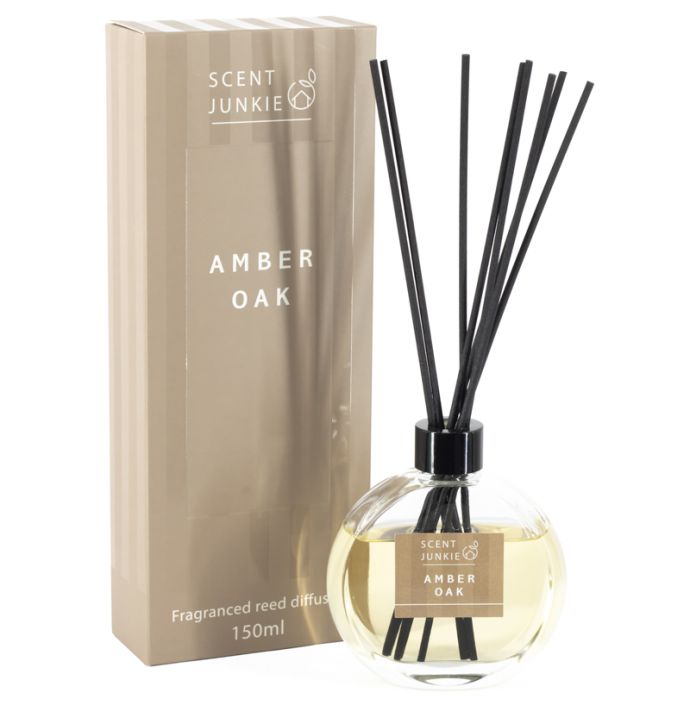 Geurdiffuser met stokjes 150ml amber oak