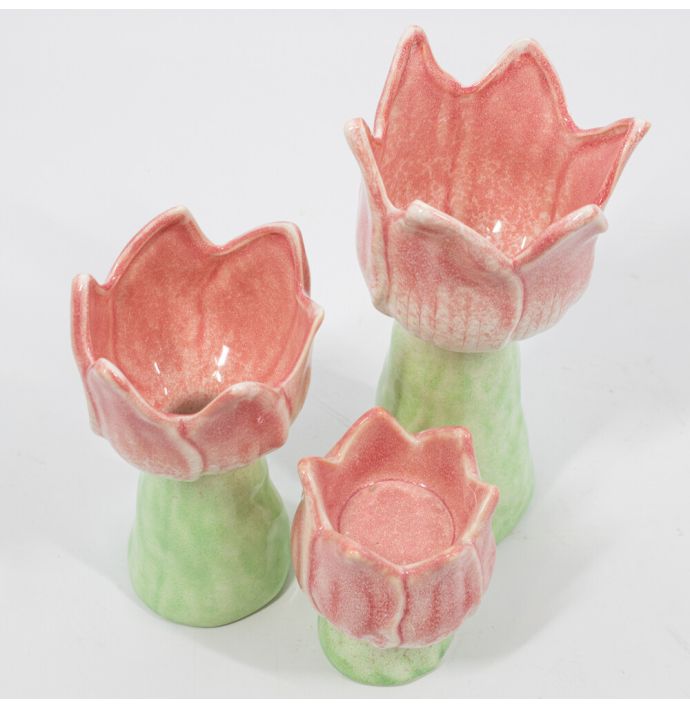 Aardewerk vaas tulp roze
