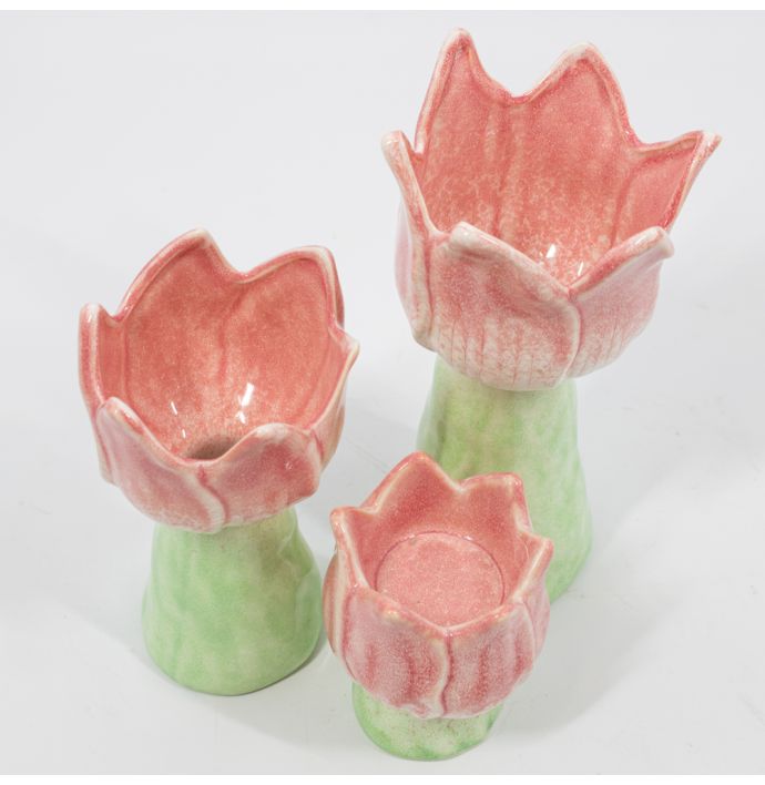 Aardewerk vaas tulp roze
