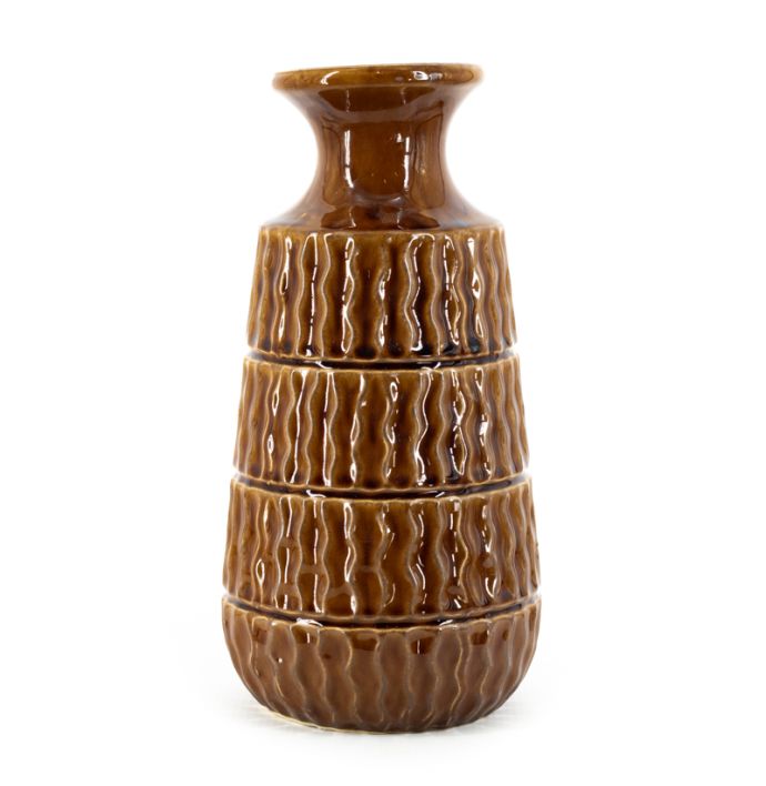 Aardewerk vaas Aztec bruin