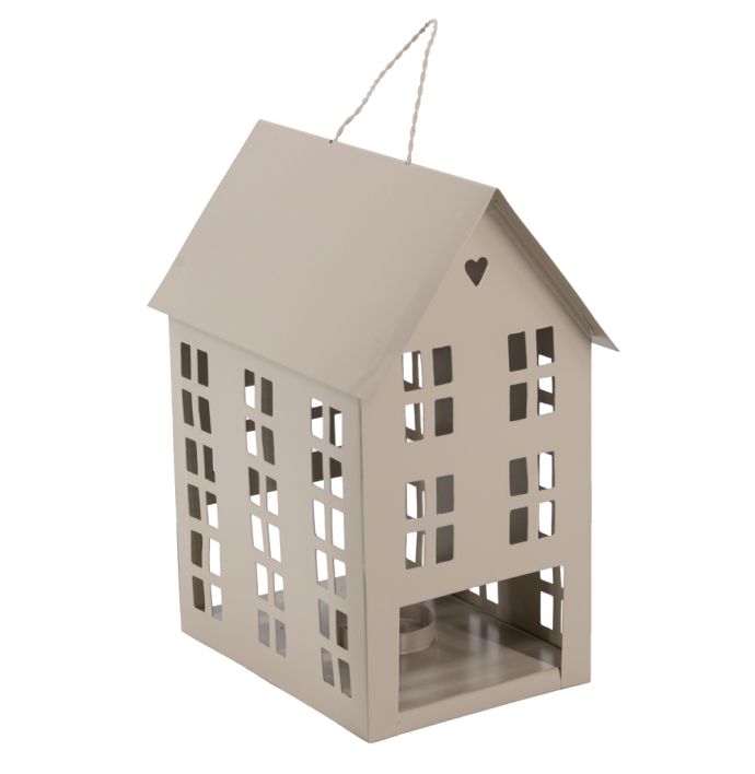 Metalen huisje waxinehouder sand