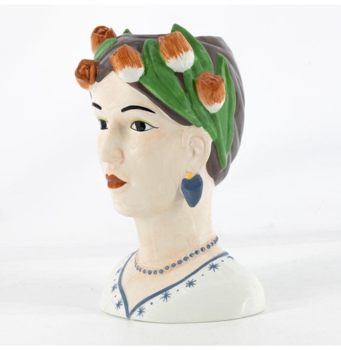 Aardewerk vaas Vrouw tulpen