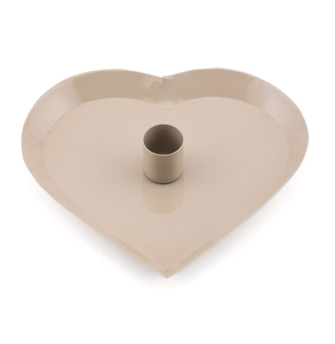 Kaarsenstandaard hart beige 16cm