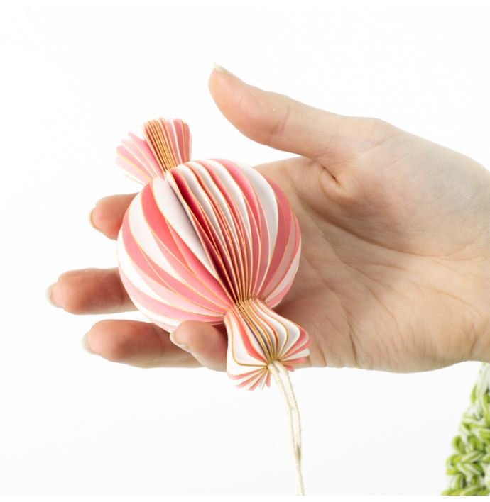 Papier honeycomb snoepje roze met wit