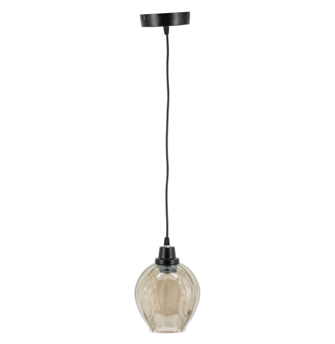 Hanglamp glas smoke/zwart