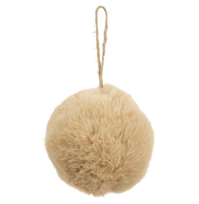 Fluffy bal hangend taupe 13cm