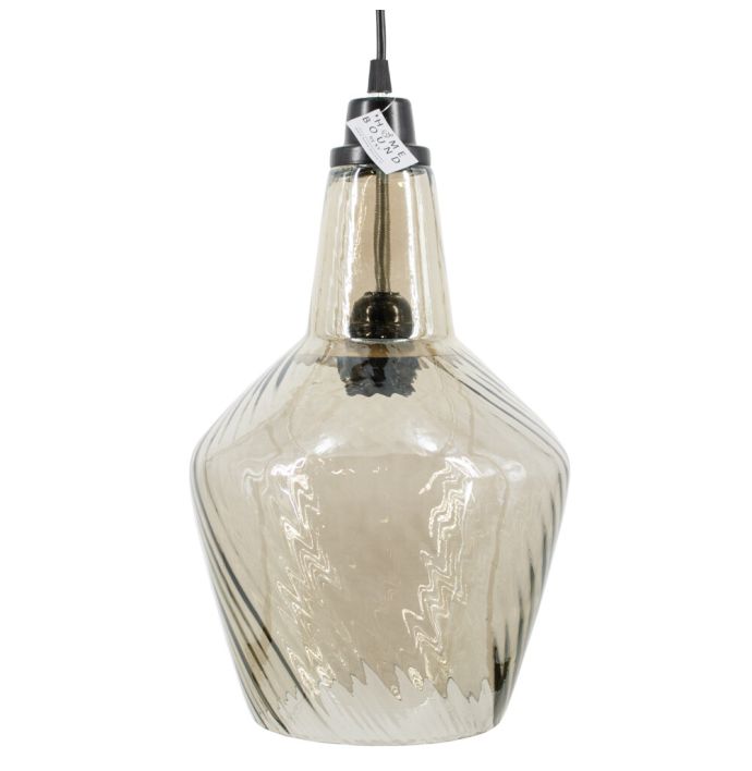 Hanglamp glas smoke/zwart