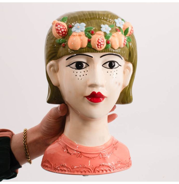 Vaas gekleurd vrouw bloemenkrans