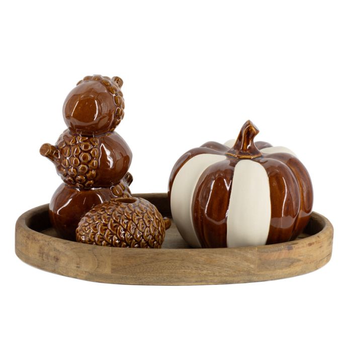 Aardewerk ornament Wintercone L bruin
