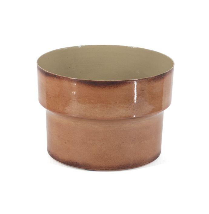 Metalen bloempot amber