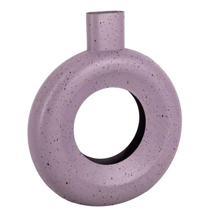 Metalen donut vaas lila dots