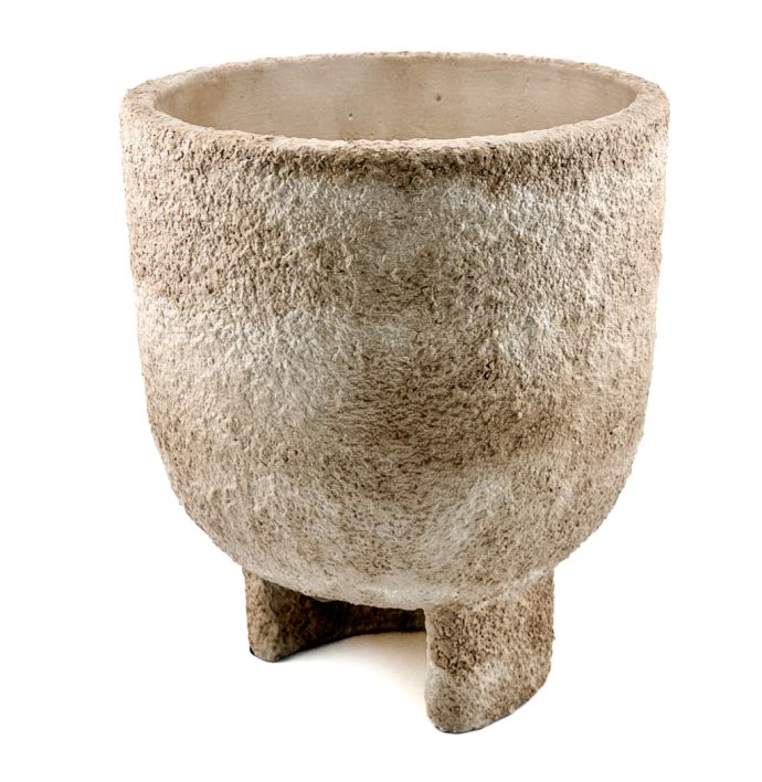 Aardewerk bloempotje beige L