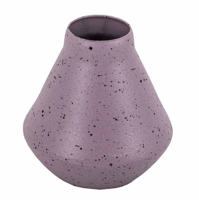 Metalen vaas lila dots