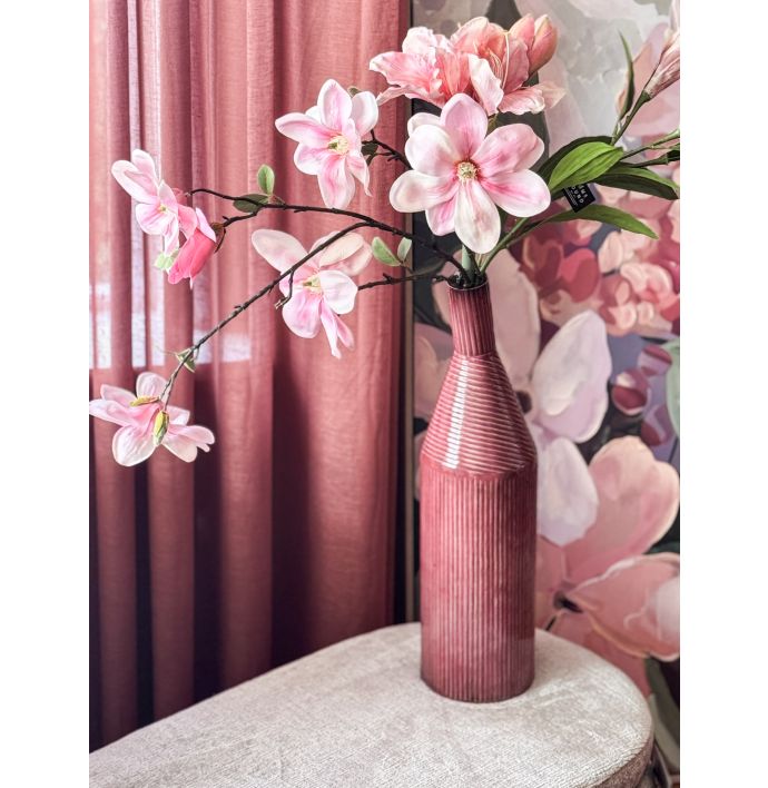 Metalen vaas contemp roze