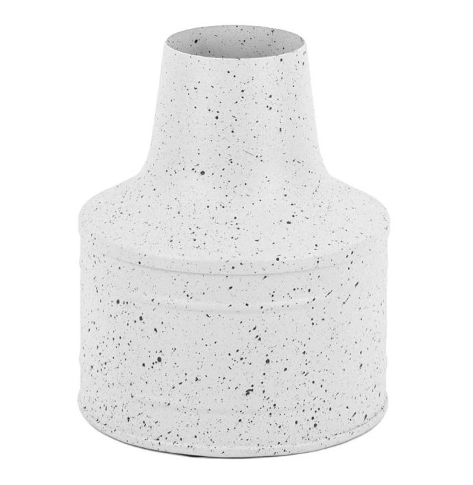 Metalen vaas white dots