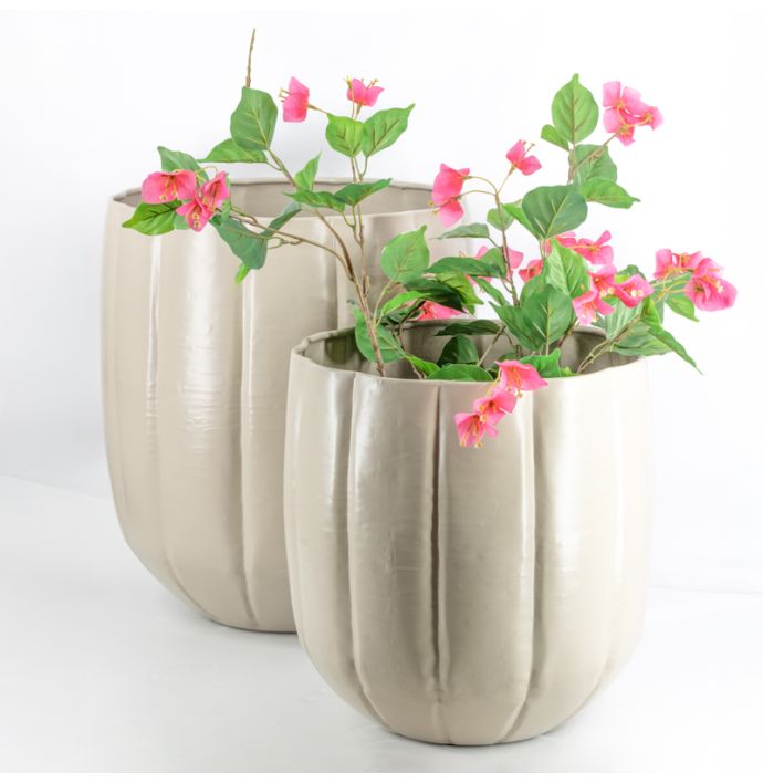 Metalen bloempot 35cm sand
