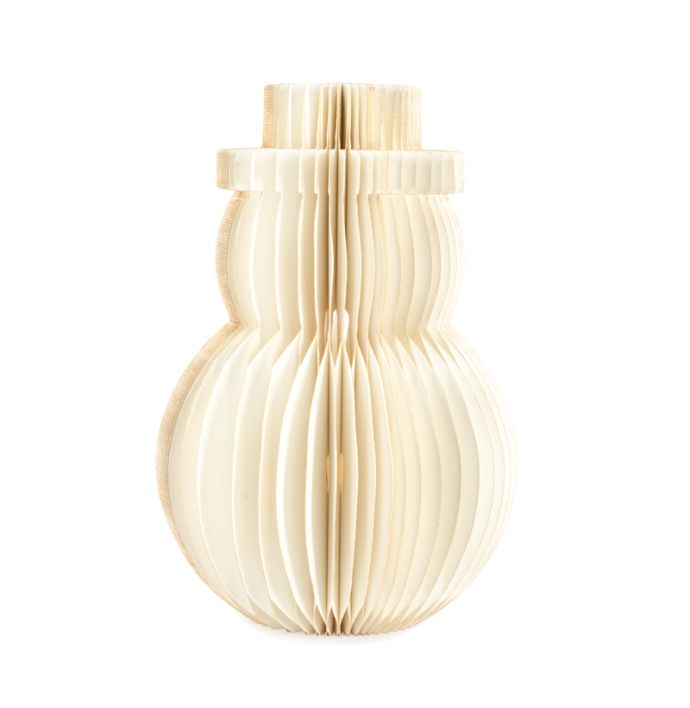 Papieren honeycomb sneeuwpop 30cm wit met verlichting
