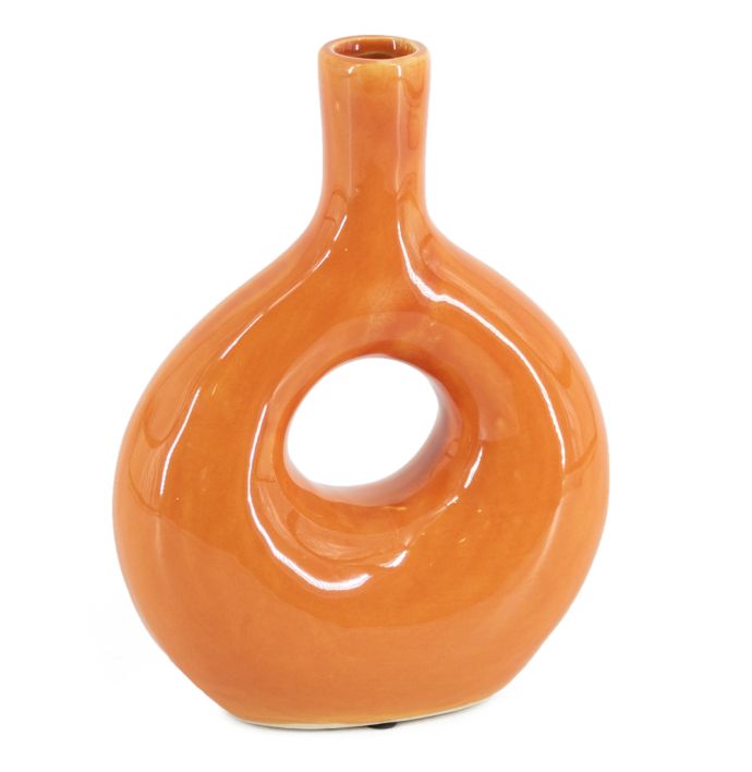 Aardewerk Donut vaas tangerine