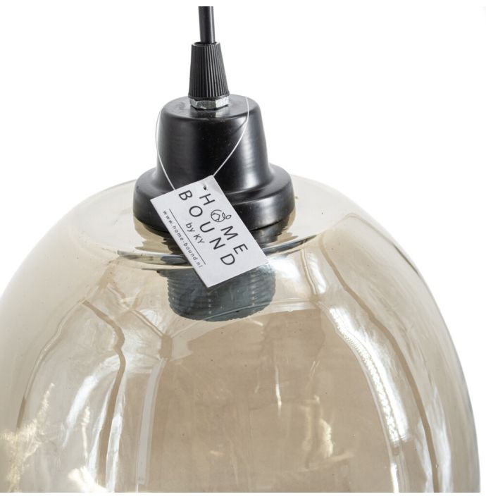 Hanglamp glas smoke/zwart