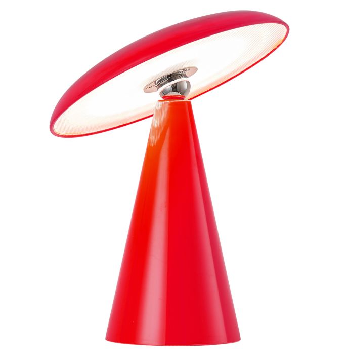 Bureaulamp Mush LED op accu rood
