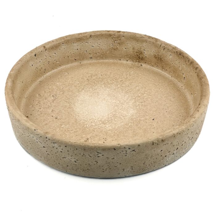 Aardewerk dienblad rond beige S wb