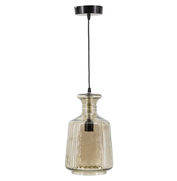 Hanglamp glas smoke/zwart