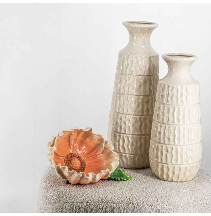 Aardewerk vaas Aztec beige