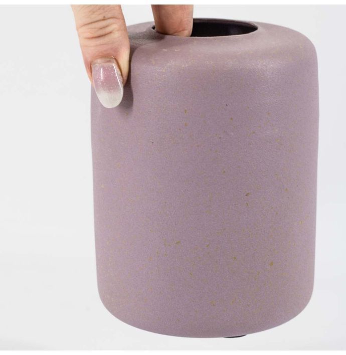 Metalen vaas lilac dots
