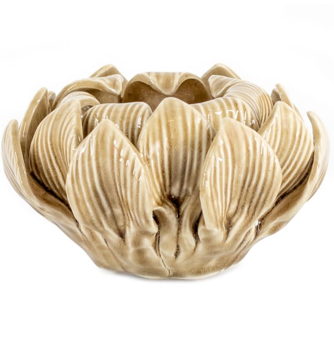 Waxinehouder keramiek petals beige