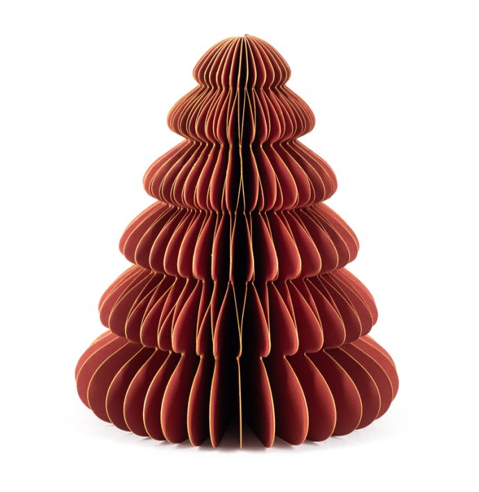 Papieren kerstboom burgundy 17cm