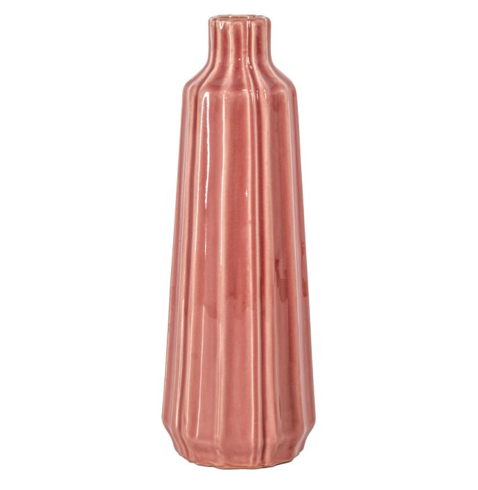 Aardewerk vaas Stripes pink