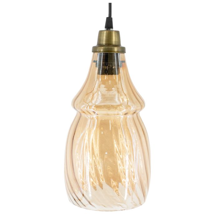Hanglamp glas roest/goud