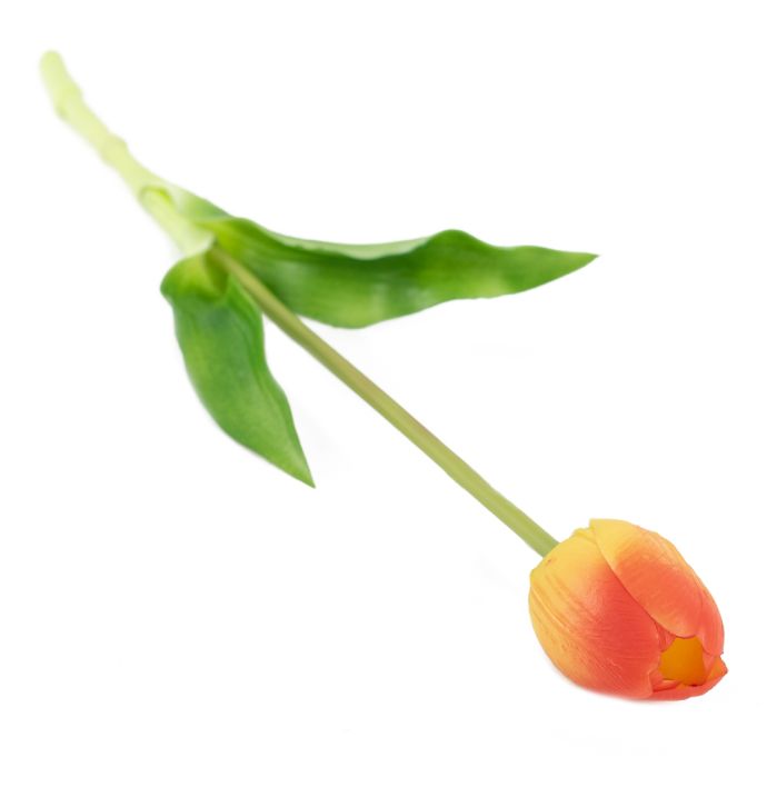 Kunst tulp real touch oranje gemeleerd