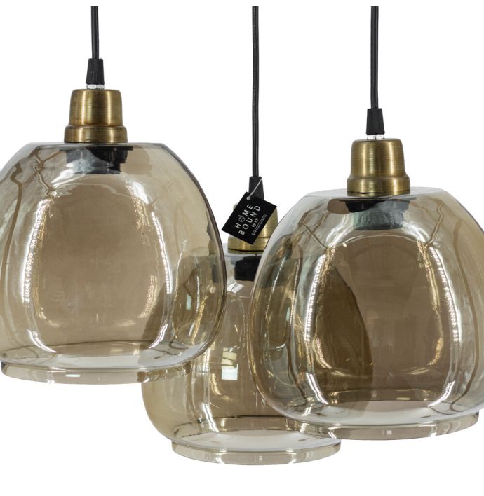 Hanglamp 3 kappen black smoke