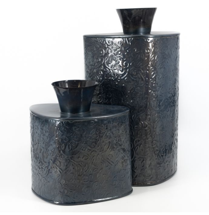 Metalen vaas driehoek blue stone