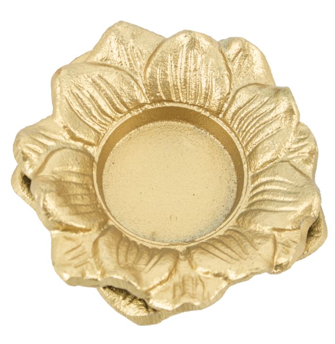 Waxinehouder bloem goud