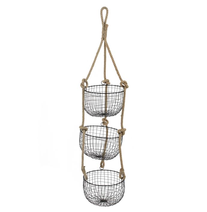 Draadmand set van 3 large met touw