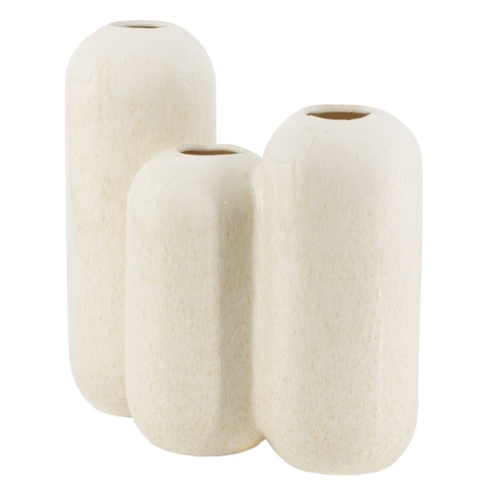 Aardewerk vaas Triplets beige