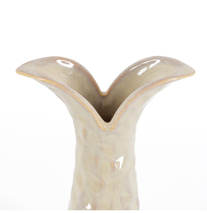 Aardewerk vaas tail beige