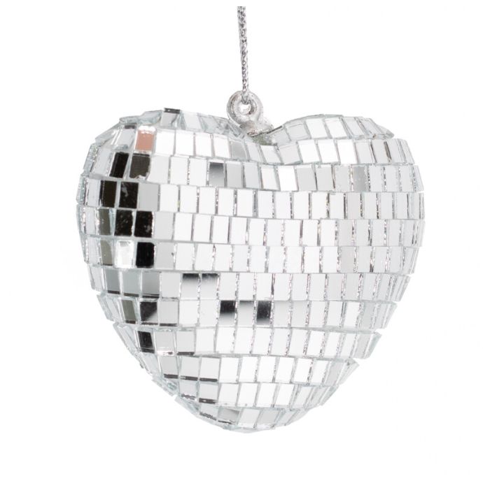 Hanger Disco hart - Zilver - 6,5cm