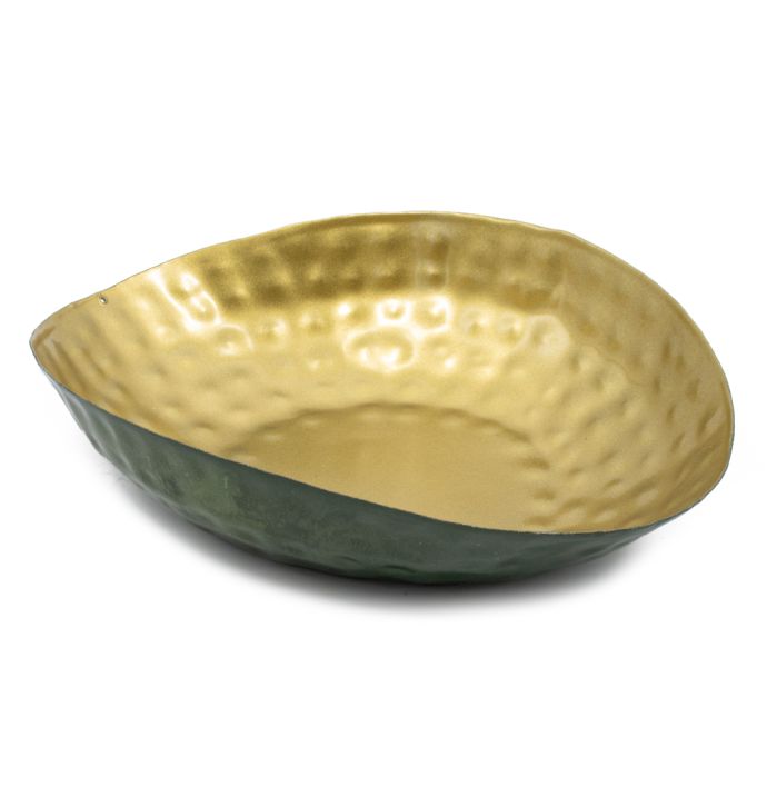 Metalen tray druppel groen met goud