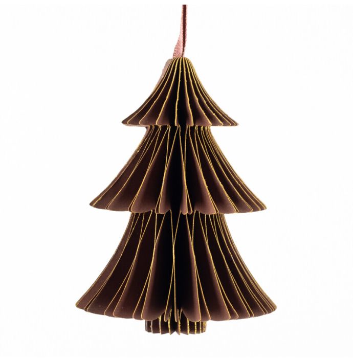 Papieren honeycomb kerstboom bruin