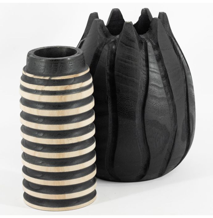Houten vaas tulp zwart