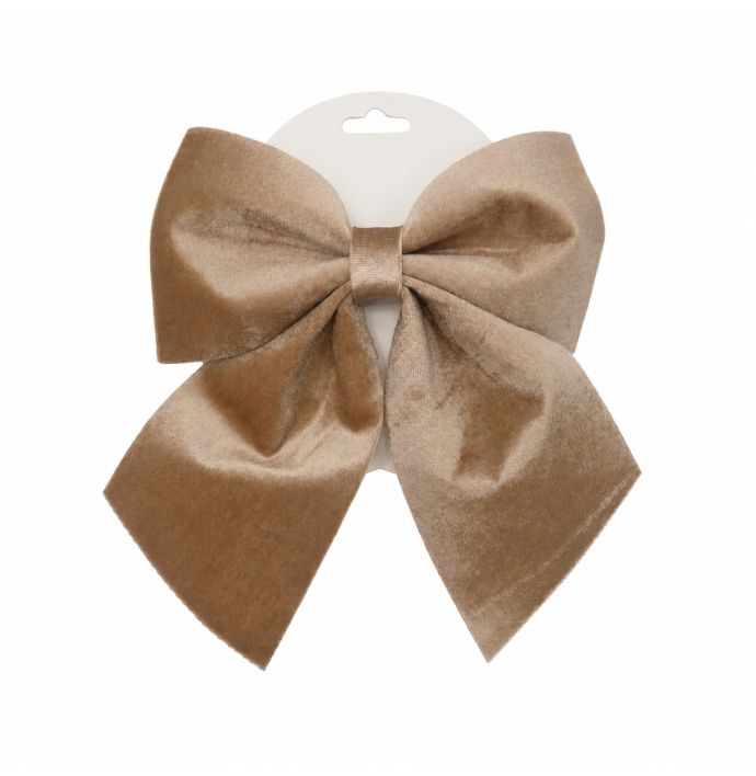 Stoffen strik op kaart 20cm beige
