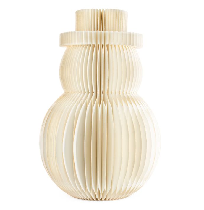 Papieren honeycomb sneeuwpop 60cm wit met verlichting