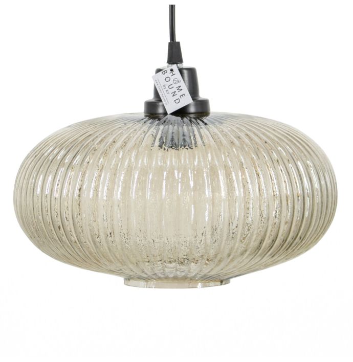Hanglamp glas smoke/zwart