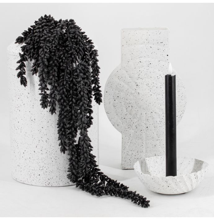 Metalen ornament vaas white dots
