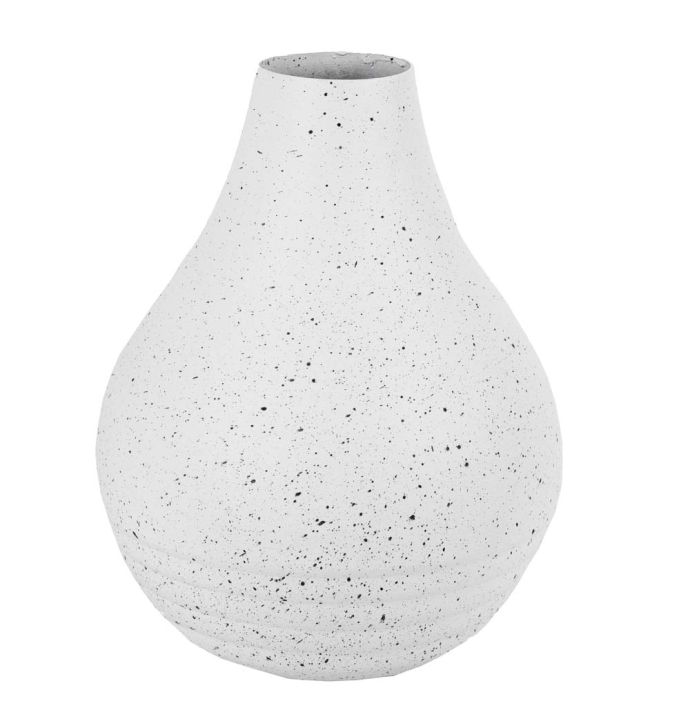 Metalen vaas white dots